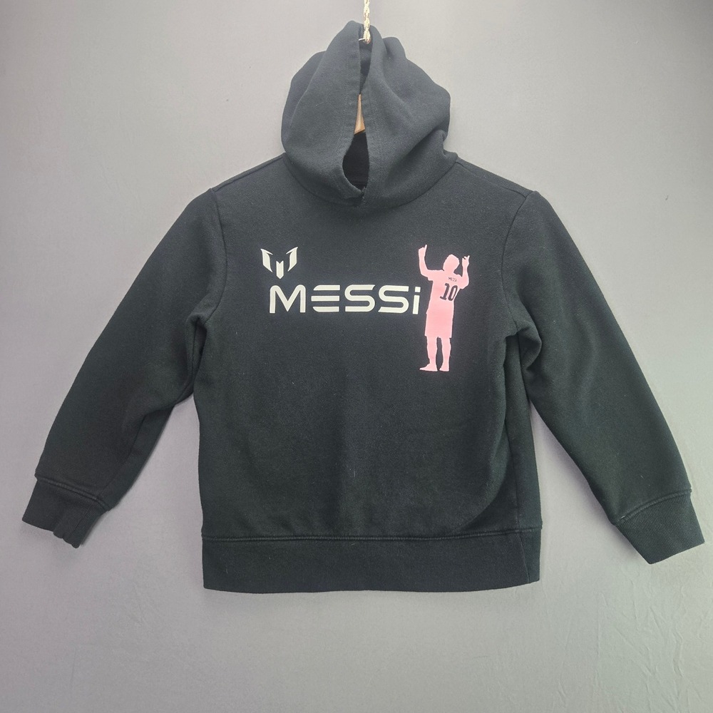 Messi Collection Hoodie Kids Size 8 Black Pink Graphic Soccer Pullover 10